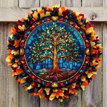 1 pieza Decoración de colgante con árbol pintado de colores para atmosfera festiva en puerta, pared, armario, ventana de casa, decoración del hogar, decoración de habitación, decoración de pared