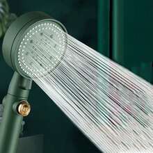 Shower Head Handheld Spray Combo - High Pressure Handheld Showerhead With OFF Pause Switch, 5 Spray Modes Shower Wand With Shut Off Button, Removable Shower Head - Green - View 7