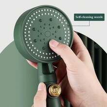Shower Head Handheld Spray Combo - High Pressure Handheld Showerhead With OFF Pause Switch, 5 Spray Modes Shower Wand With Shut Off Button, Removable Shower Head - Green - View 3