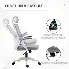 Vinsetto Fauteuil de Bureau Grand Confort Chaise de Bureau réglable Tissu Maille Polyester dossier ergonomique inclinable pivotant Noir