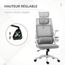 Vinsetto Fauteuil de Bureau Grand Confort Chaise de Bureau réglable Tissu Maille Polyester dossier ergonomique inclinable pivotant Noir