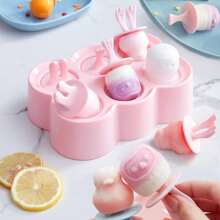 1pc Children's Pink Silicone Ice Cream Mold, Mini Ice Mold For Homemade Ice Cream, Ice Cubes And Popsicles, Home Use - Pink - View 14