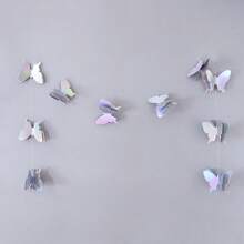 1Pc 3D Butterfly Banner Garland Laser Silver Butterfly Hanging Flag Curtains For Wedding Birthday Party Backdrop Wall Decor - Multicolor - View 11