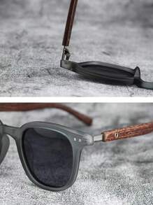 1pc Wood Grain Leg Rivet Fashion Unisex Fashion Glasses, Stylish For Summer Beach Vacation,Outdoor,Travel Back To School Fashionable Preppy School Look