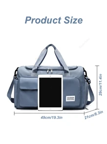 1入組35L健身袋，瑜伽斜跨袋，帶有鞋隔層和濕物隔層的運動袋，藍色牛津布耐磨防水材料，帶有干濕分隔袋的旅行袋，輕便攜帶手提袋，週末過夜袋，適用於女性，男性，訓練，健身，游泳和商務度假