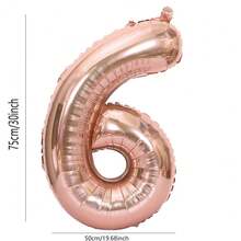32英寸鉻光鮮麗香檳金箔0號巨型數字氣球，生日裝飾，10 20 30 40 50 60 70 80 90 100歲周年慶派對裝飾用品 - 彩色 - 查看 16