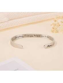 1入流行的激光圖案C字形手鐲，6mm開口可調整不銹鋼啟示錄刻字手繩，適合送回學季禮物，適合家人和朋友日常佩戴 - 雷射圖案C型刻字勵志袖手鐲 - 查看 14