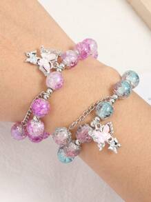 1pc Fashionable Sweet Butterfly & Beaded Bracelet, Perfect Gift For Friends Or Besties