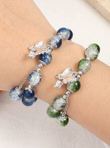 1pc Fashionable Sweet Butterfly & Beaded Bracelet, Perfect Gift For Friends Or Besties