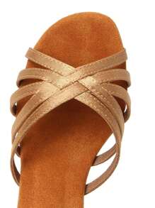 Zapatos de baile latino para mujeres con suela suave de 7cm, zapatos de baile cómodos para damas adecuados para bailar tango, salsa y entrenamiento de baile de salón - Caqui - Ver 6