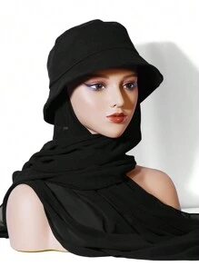 1件女性純色/多彩時尚套裝，包括雪紡頭巾和漿果帽組合以及2入組圍巾帽套裝 - 彩色 - 查看 6