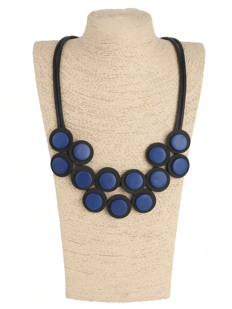 One Piece Bohemian Retro Women's Necklace, Fashion Jewelry Design With Wooden And Rubber Accessories - Multicolor - View 8