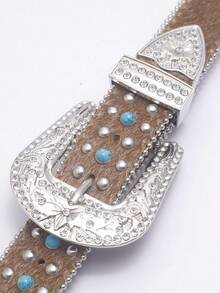 1 chiếc thắt lưng nam bằng vải Mohair PU Foam tối màu thời trang/thắt lưng nam thường ngày/thắt lưng quần jeans nam, thắt lưng đính đá Y2K đính nút trang trí hình chữ thập thủ công cho nam, thích hợp cho các buổi đi chơi giải trí hàng ngày, tiệc tùng, khiêu vũ, đồ trang trí lấp lánh, đi chơi, quà tặng cho bạn gái và gia đình - Thời trang - Xem 5