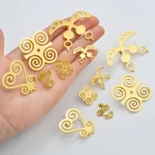 1Pair African Ancient Cultural Symbol Stud Earrings Stainless Steel Akofena Adinkra Gye Nyame Sankofa Jewelry