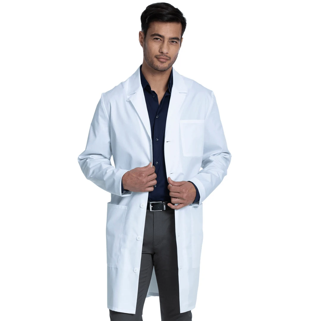 Bata Médica de Laboratorio Para Hombre Antifluidos - Blanco - Ver 1
