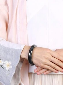 Pulsera brazalete de jade popular, nuevo regalo de joyería de moda para mujeres (¡La superficie de jade natural puede tener manchas minerales o impurezas, lo cual es un fenómeno normal!)