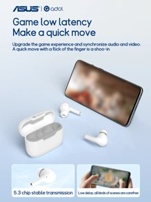 ASUS ASus Wireless Earphones With Mic Charging Bay Headset White Earbuds Long Battery Stereo On-Ear Headphones Touch For IOS/Apple/ Gifts