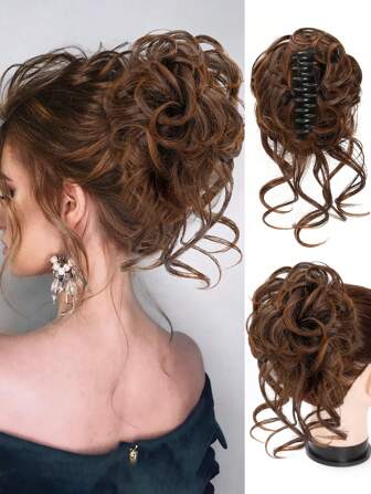 Claw Clip Large Messy Bun Hair Pieces For Women Messy Wavy Curly Hair Bun Extensions Tousled Updo Bun Hair Clip In Synthetic Hair Bun Ponytail Extension