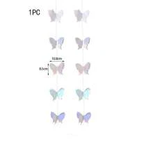 1Pc 3D Butterfly Banner Garland Laser Silver Butterfly Hanging Flag Curtains For Wedding Birthday Party Backdrop Wall Decor - Multicolor - View 2