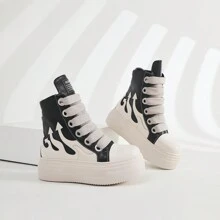 Men's High Top Thick-Soled Fashion Sneakers With Chunky Laces, Comfortable Sports Shoes