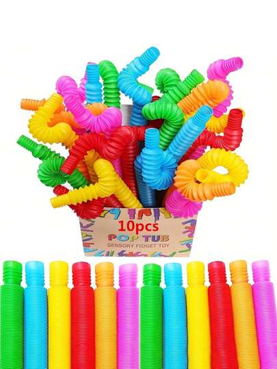 圣诞装饰 10 件流行管感官玩具：非常适合培养精细运动技能、多动症和学龄前男孩和女孩、圣诞节和！（颜色随机）