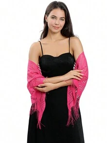 1入組蕾絲扇形三角披肩，新娘婚禮禮服蕾絲披肩適用於晚會，多功能女式圍巾 - A - 查看 4