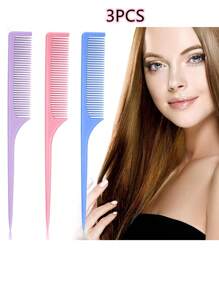 3 Packs Rat Tail Comb Styling Comb Plastic Anti Static Heat Resistant Tail Comb For All Hair Types Fine Tooth Tail Comb For Men And Women - Multicolor - View 1