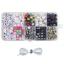 Kit d'accessoires de perles de lettres DIY, convivial pour les débutants, jouet en perles pour la fabrication de bracelets et de colliers faits à la main, matériel de fabrication de bijoux, ensemble de perles et d'accessoires, emballé pour l'exportation