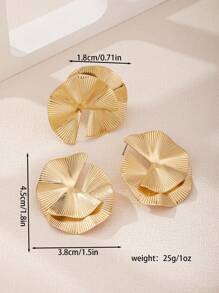 1 Set Minimalist Stylish Versatile Exaggerated Asymmetrical Design Rings And Earrings Suit, Suitable For Vacation And Daily Wear - Geometric Set - View 5