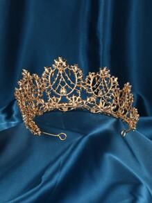 1pc Women's Alloy & Rhinestone Baroque Royal Style Crown, Elegant Wedding Party Headband, Bridal Hair Accessory, Safely Packaged