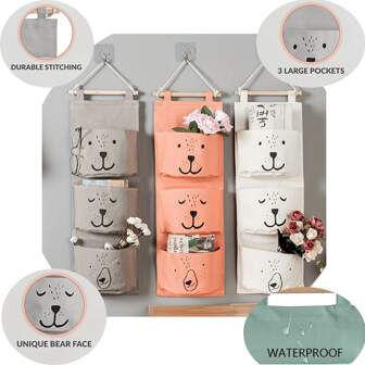 1pc/2pcs Hanging Storage Bags, Cartoon Pattern Wall Mounted Organizer Pockets For Bedroom, Living Room, Bathroom, Multi-Functional Storage Pockets, Halloween, Christmas Gift, Organizing