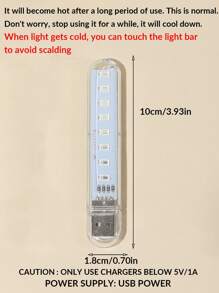 1 Stück tragbare 8 LED USB Hausdekor Nachtlicht, kleiner LED Licht Stick mit 8 LED Lampe, geeignet für Kinderbettkante Beleuchtung, Outdoor-Aktivität Beleuchtung, Camping Zelt Nachtbeleuchtung, tragbar zum Mitnehmen, Leselicht, Raumdekoration Atmosphäre Licht, Schlafzimmer Dekor Nachtlicht