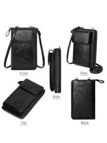 MIYIN Women's Fashion Retro Style Small Zipper Crossbody Bags With Adjustable Shoulder Strap PU Vintage Cell Phone Purse Wallet With Credit Card Slots Minimalist Casual Shoulder Bag Clutch Purse For Woman For Shopping, Working, Traveling, Hiking.(Black) IPhone Bag Pouch Phone Cell Phone Purse Wallet Pouch Phone Bag Women Purse