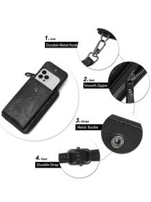 MIYIN Women's Fashion Retro Style Small Zipper Crossbody Bags With Adjustable Shoulder Strap PU Vintage Cell Phone Purse Wallet With Credit Card Slots Minimalist Casual Shoulder Bag Clutch Purse For Woman For Shopping, Working, Traveling, Hiking.(Black) IPhone Bag Pouch Phone Cell Phone Purse Wallet Pouch Phone Bag Women Purse