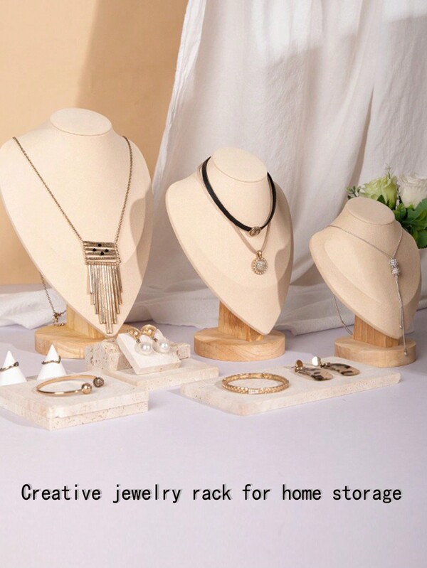 1 Stylish Solid Wood Diagonal Display Stand -  Fabric Bracket For Collarbone Chain Jewelry - Window Jewelry Array Display Prop For Decoration