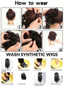 Diy Messy Hair Bun Updo Extensions, Curly Hair Scrunchies Chignon Hairpiece Bun Ponytail Hair Accessories Hair Donut Updo Ponytail Scrunchy Updo Hairpiece Wigs For Women Hair Piece(Mixed Blonde) - Gold - View 8