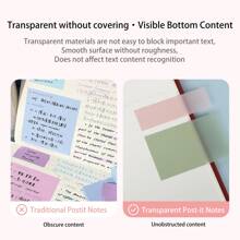 500Sheets Transparent Sticky Notes, Coloured Self-Stick Note Pads Combination Sticky Index Tabs Pastel Clear Pads See Through Sticky Notes For Office, Books, School, Students - Multicolor - View 3