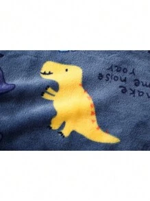 1 pieza Bata con capucha de dinosaurio de coral polar para niños, ropa de hogar, estilo de dibujos animados lindo