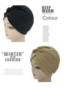 1 szt. Modny turban damski Nadaje się do codziennego użytku, na każdą porę roku, nakrycie głowy, joga, po porodzie, zima, plaża, wakacje, elegancki kapelusz Bonnet Turban na włosy - Czarne - Zobacz 5