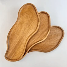 1入組相思木托盤，早餐、甜點、麵包、小吃、壽司、茶杯、下午茶、酒店/餐廳/家居廚房餐飲裝飾多功能托盤 - 黃色 - 查看 7