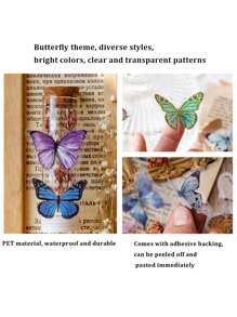 40 Stücke/Packung Retro Schmetterling & Blumen PET Aufkleber, für DIY Notizbuch und Dekoration