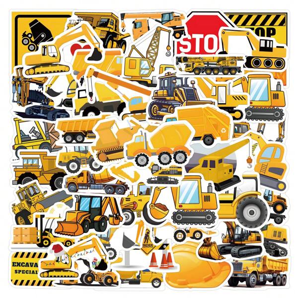 55PCS Construction Stickers Excavator Toys Truck Stickers Excavator Stickers Construction Birthday Party Supplies Construction Party Favors Stickers For Water Bottle, Hydroflask, Guitar, Luggage, Phone, Case, Laptop, Skateboard, Gift,Tractor,Construction,Excavator,Luggage Stickers,Boys Tractor,Construction Birthday Party