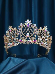 1pc Women's Alloy & Rhinestone Baroque Royal Style Crown, Elegant Wedding Party Headband, Bridal Hair Accessory, Safely Packaged