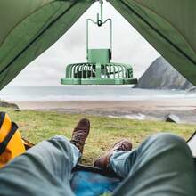 1入組USB充電貓耳形扇風機，戶外座掛式家庭臺燈小型臺燈補光燈 - 綠色 - 查看 8