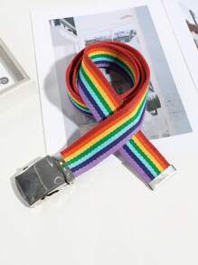 1 Stück Herrengürtel mit Regenbogen-Gurtband-Schnalle, vielseitiges Tages-Accessoire