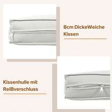 Sweiko Sweiko Gartenlounge-Set, Gartenmöbel-Set, Mit Eisenrahmen und grauem Seil, Gartenmöbel aus gewebtem Seil für den Außenbereich, Grau, Zwei Sessel, zwei 2-Sitzer-Sofas und zwei Tische (alle Kissen inklusive)