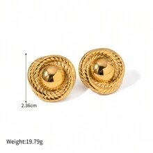 S SHOPBOHO 1 Paar INS Edelstahl 18 Karat vergoldete strukturierte Kreis Ohrringe für Frauen