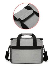 1入兒童手提袋，簡約方形斜背袋，便當包保溫午餐包收納袋野餐/午餐盒袋，多功能輕便大容量，帶有多個口袋拉鍊，適用於日常通勤、旅遊、工作、學校、生日、商務、超市、節日、戶外、購物、露營、旅行、酒店、餐廳、醫院、辦公室、假日禮品，純色尼龍時尚，適用於學生男女和返校用品廚房用品配件。 - 灰色 - 查看 4