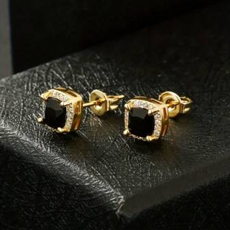 2 pièces Boucles d'oreilles clous carrées classiques pour femmes, cadeau simple pour tous les jours pour le mariage et les couples