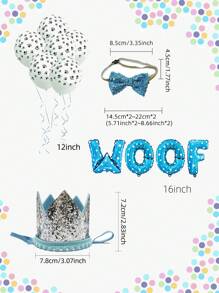 Geburtstags-Deko-Set für Hunde, bestehend aus 1 Stück Geburtstagskrone in 3D-Optik, 1 Stück 'Woof'-Aluminiumfolienballon, 1 Stück Bandana für das Geburtstagskind, 1 Stück blauer Halsbinder, 1 Stück Happy Birthday Banner, 12 Stücke 12-Zoll-Latexballons und 1 Packung goldener Zahlballons von 0 bis 8 passend für kleine und mittelgroße Hunde.